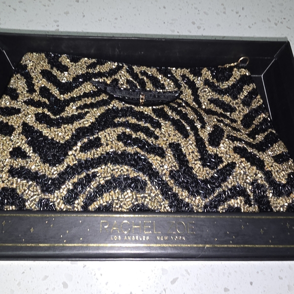 Rachel Zoe Black and White Beaded Clutch - Picture 4 of 7